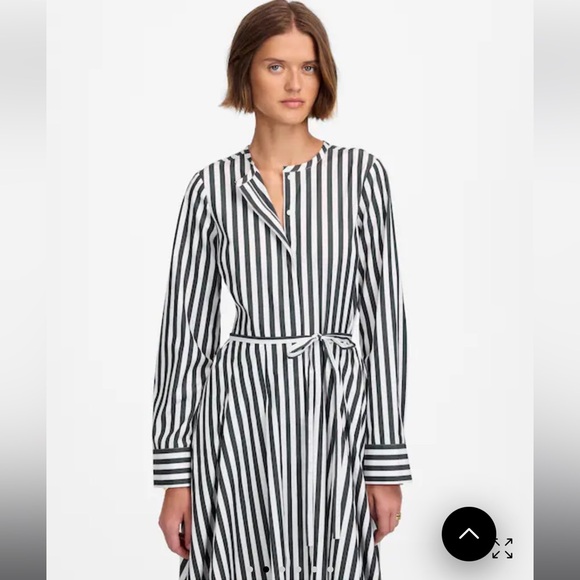 Madewell Petite Tie-Waist Midi Shirtdress in Deep Forest Stripe - Picture 2 of 9